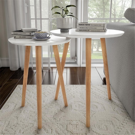 Lavish Home Lavish Home Nesting End Tables Mid - White - Set of 2 80-FT-5